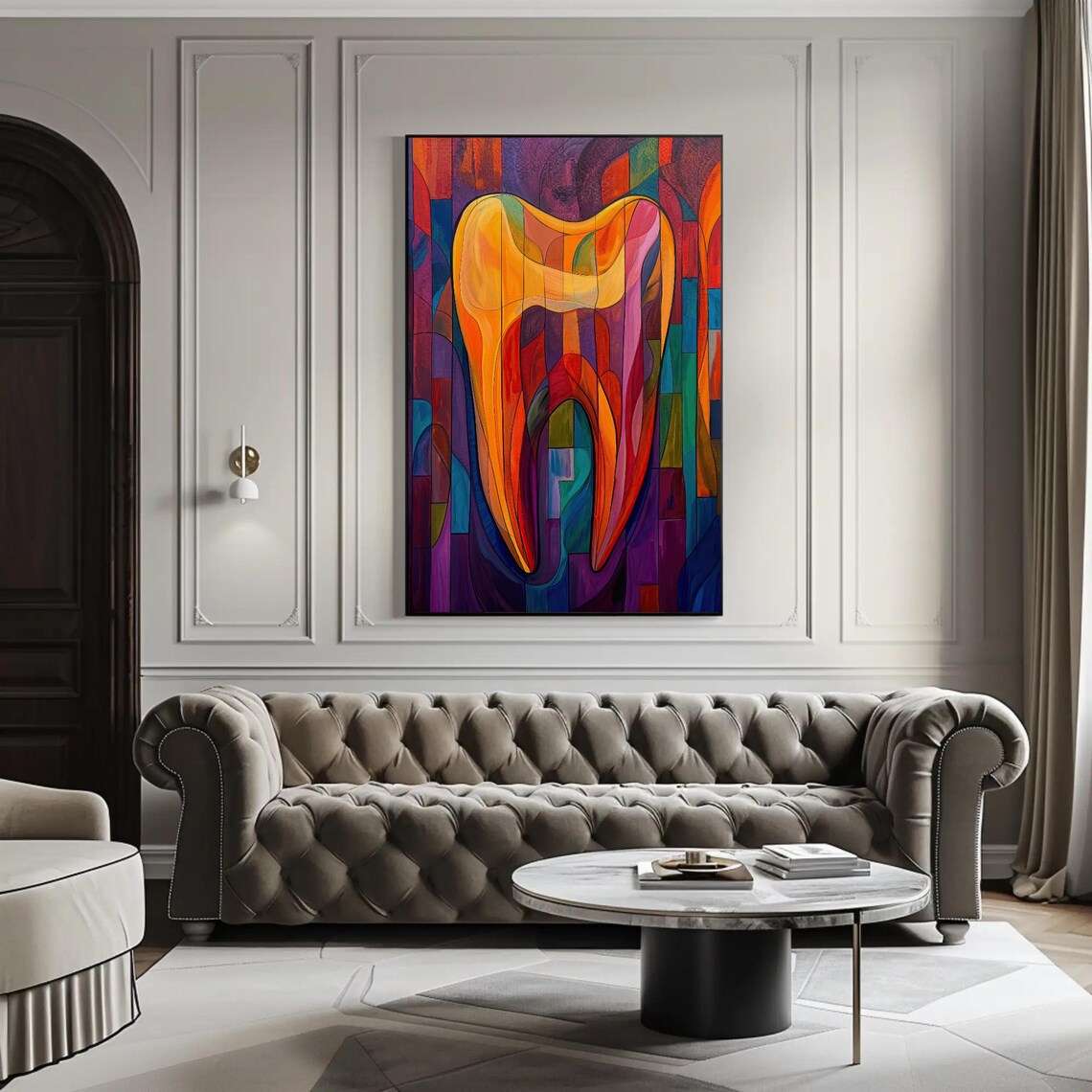 Abstract Tooth Rainbow Stained Glass Style Dental Clinic Office Poster - Image 4