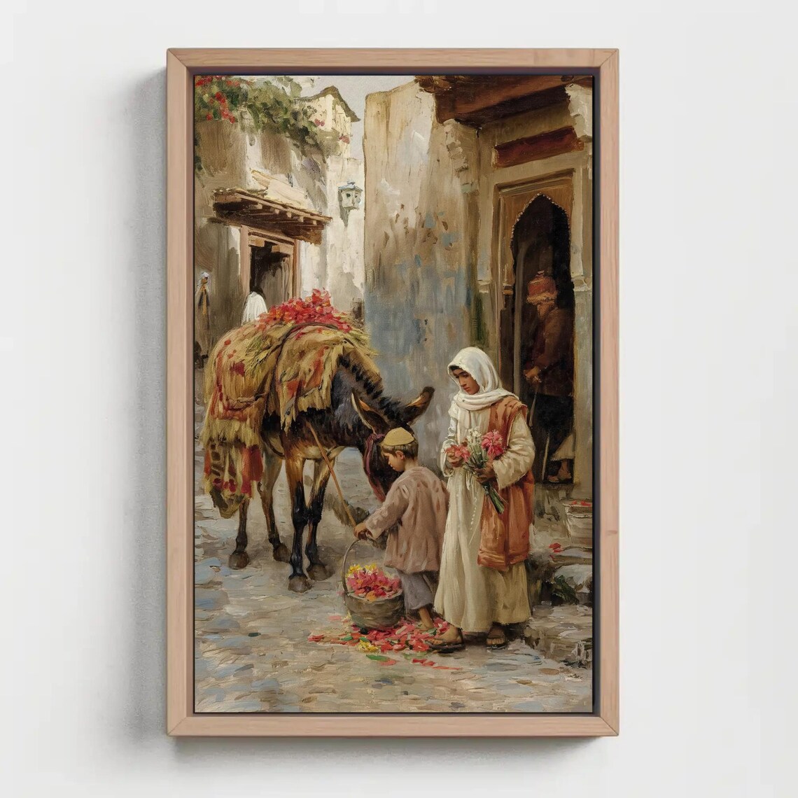 Arabian Street with Muslim Woman and Child Art Print - Image 4