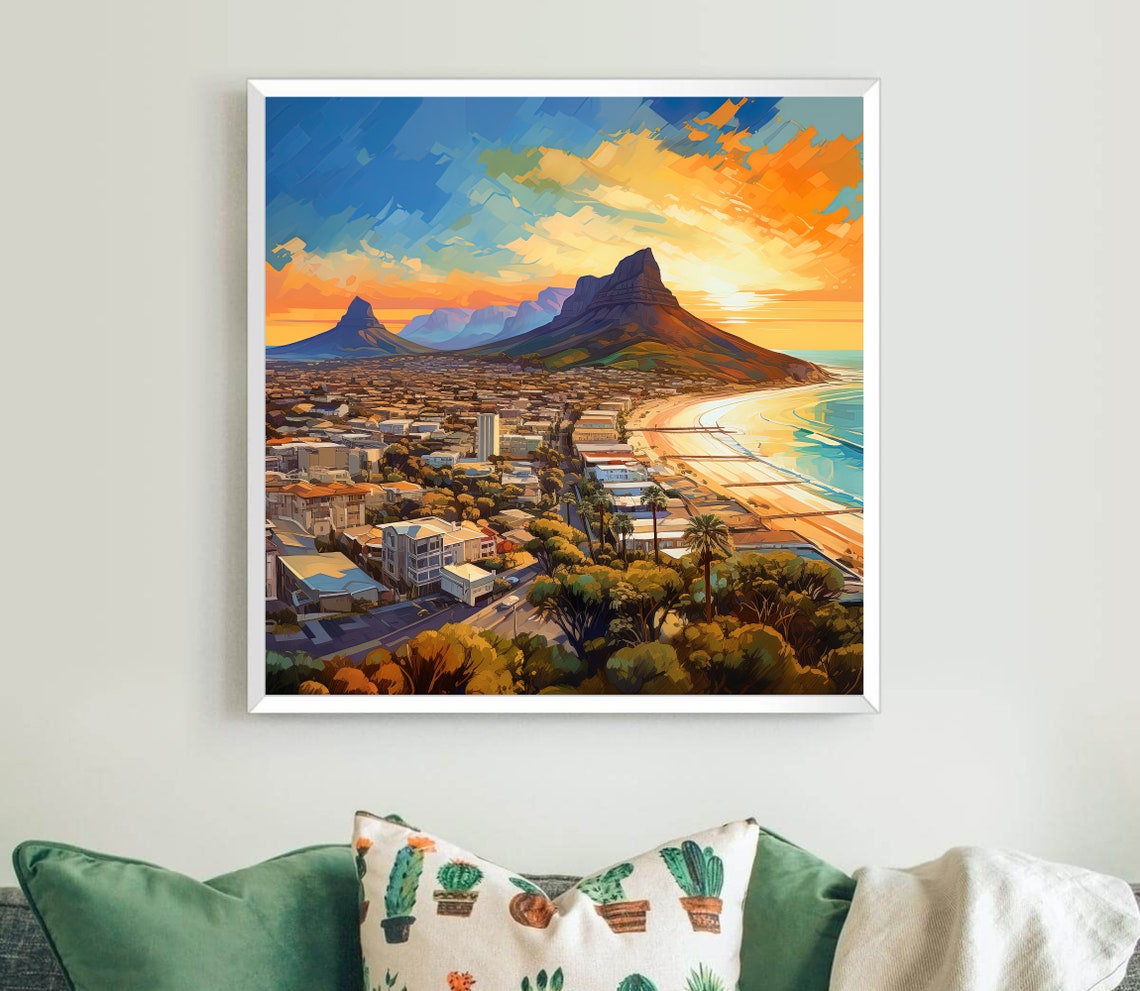 Cape Town Art Print Capetown South Africa Travel Poster Capetown South Africa Wall Art Print Capetown Painting - Image 5
