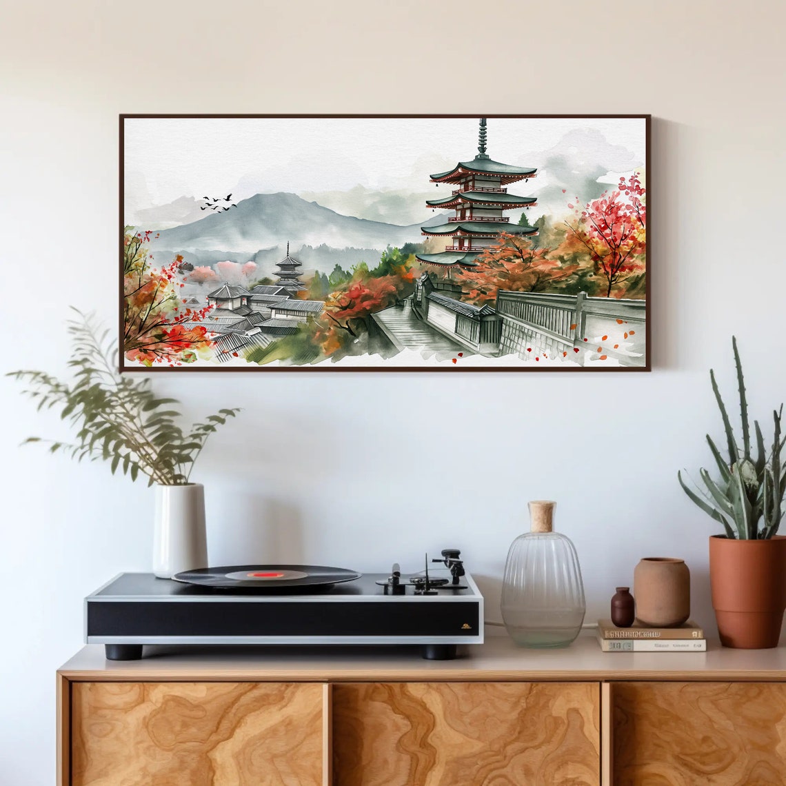Temples Of Kyoto Wall Art Japan Large Print Japanese Home Decor Watercolor Painting Kyoto City Poster Framed Ready To Hang - Image 4