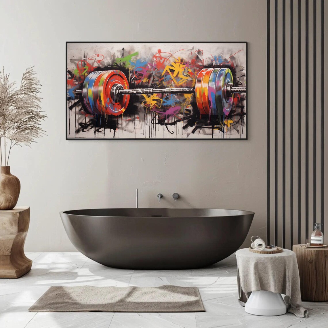 Graffiti Barbell Colorful Street Art Gym Fitness Motivational Poster - Image 2