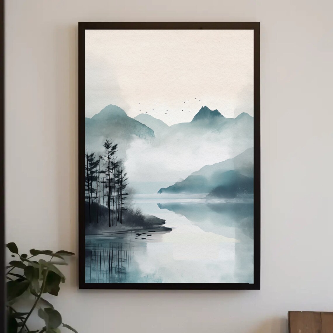 Lake Watercolor Painting, Nature Wall Art Print