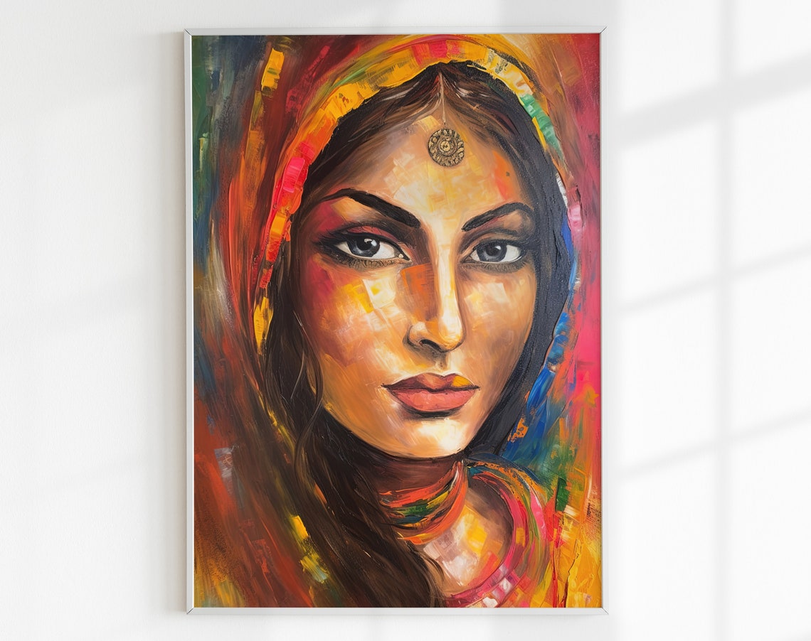 South Asian Women Woman Desi Painting Pakistani Woman Decor South Asian Art Pakistani Art Indian Decor Desi Artwork Home Decor - Image 4