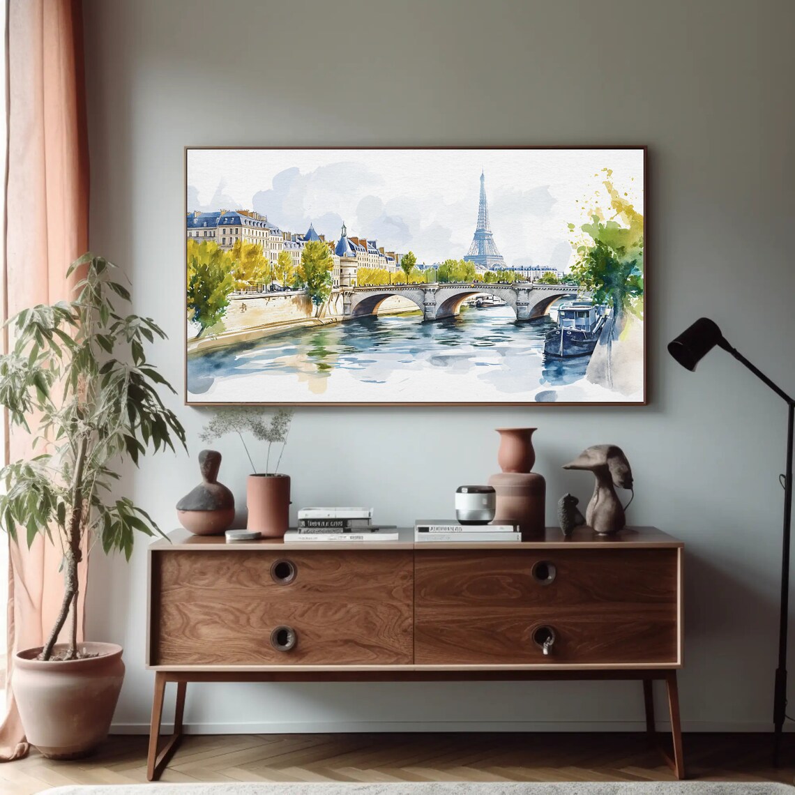 Seine River Watercolor Print, Paris Minimalist Art - Image 3