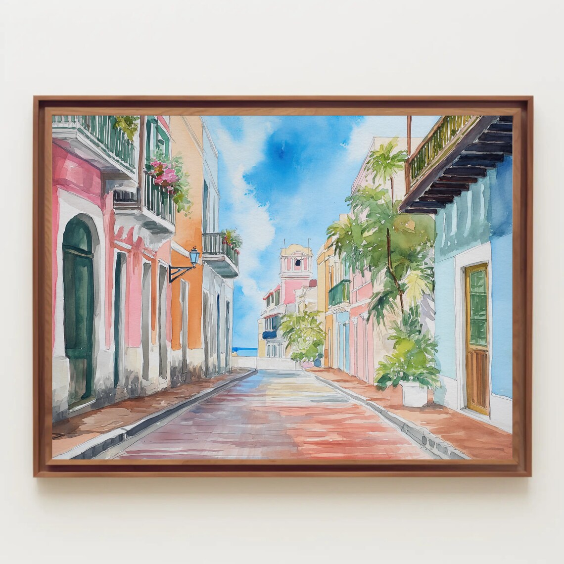 San Juan Watercolor Art Print, Puerto Rico Street Art