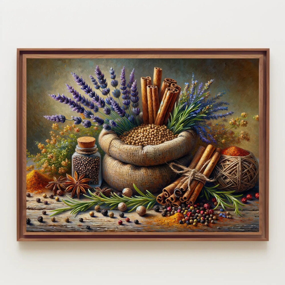 Lavender Cinnamon And Spices Rustic Still Life Kitchen Poster - Image 3