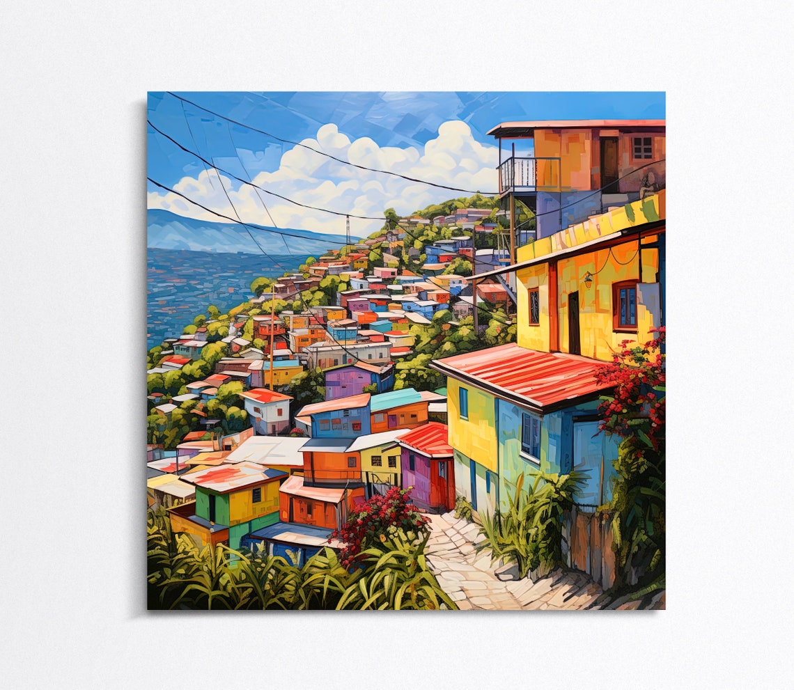 Petionville City Art Print Petion Ville Haiti Art Haitian Painting Haitian City Haitian Art Prints Haitian Print