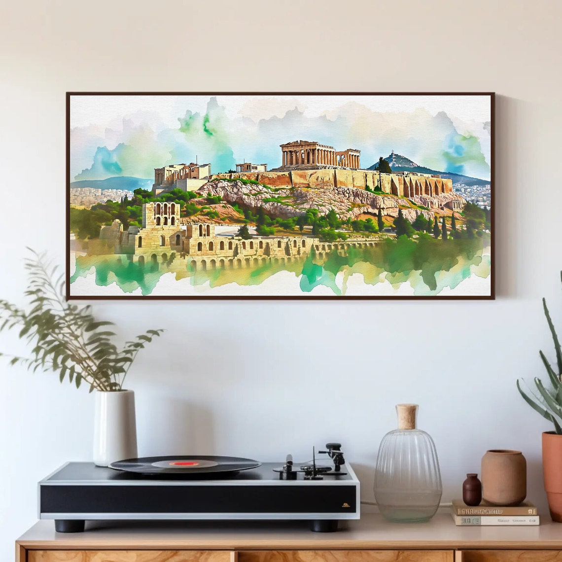 Athens Acropolis Parthenon Watercolor Ancient Landmark Poster