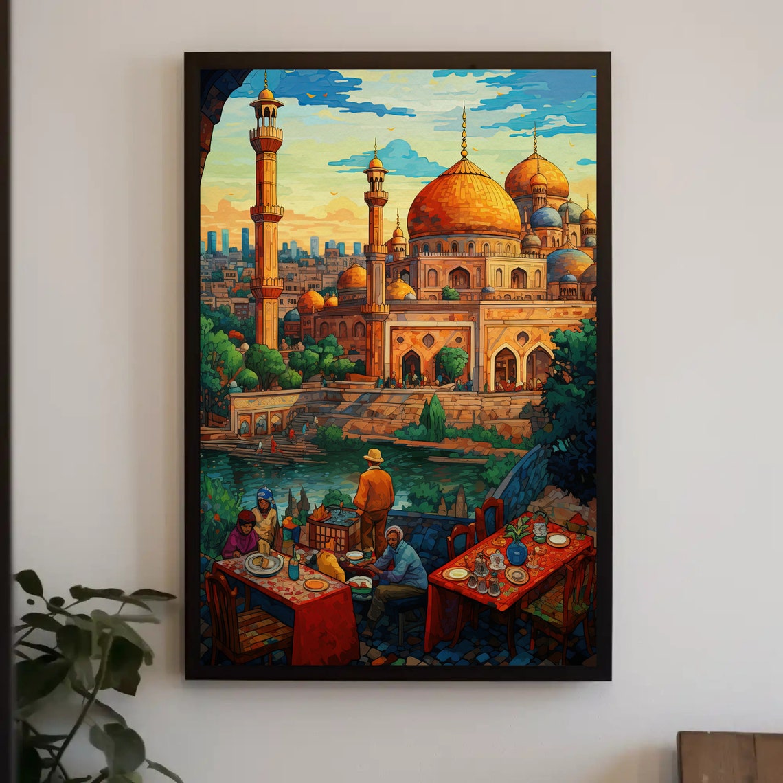 Ancient India City Landscape Golden Domes Vertical Fantasy Poster