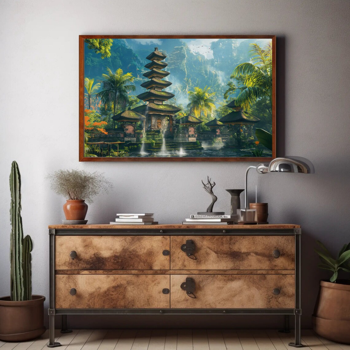 Bali Temple Lake Meru Tower Jungle Indonesia Travel Art Poster - Image 2