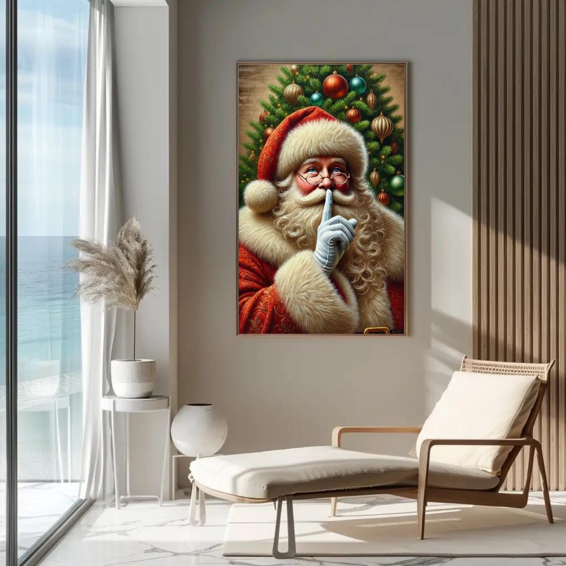 Santa Claus Christmas Wall Art Print, Whimsical - Image 4