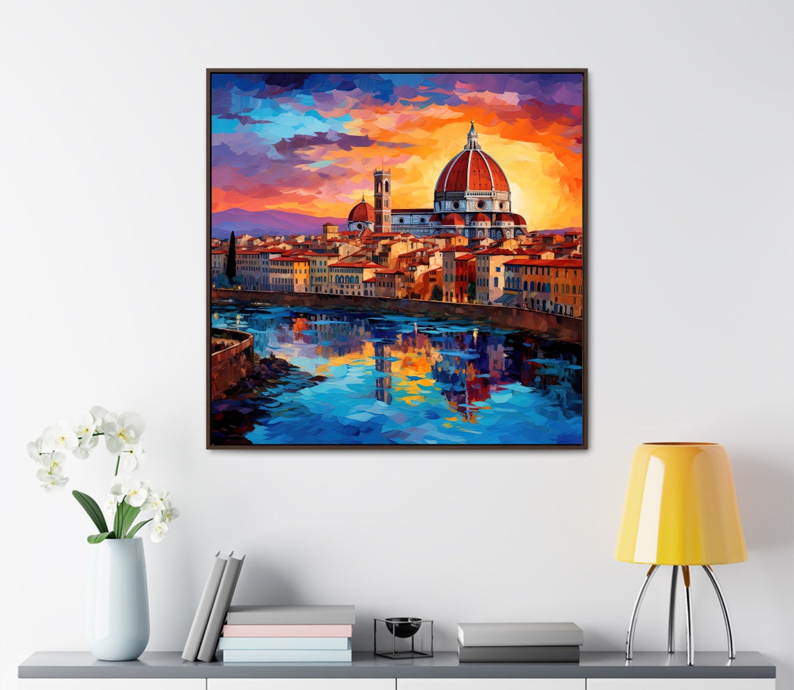 Florence Cathedral Arno River Sunset Reflection Italy Travel Poster - Image 3
