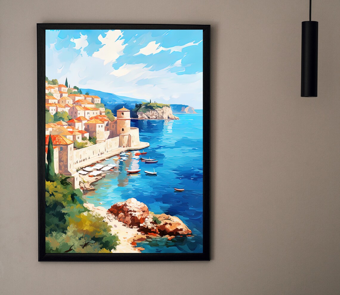 Dubrovnik Old Town City Walls Orange Rooftops Sea View Travel Poster - Image 4