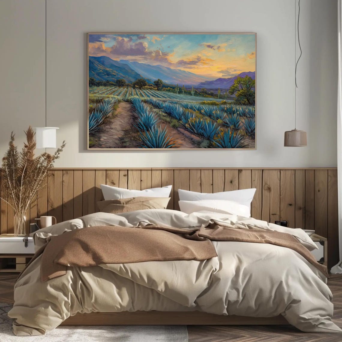 Mexican Blue Agave Field Rows At Twilight With A Dirt Path Poster - Image 3