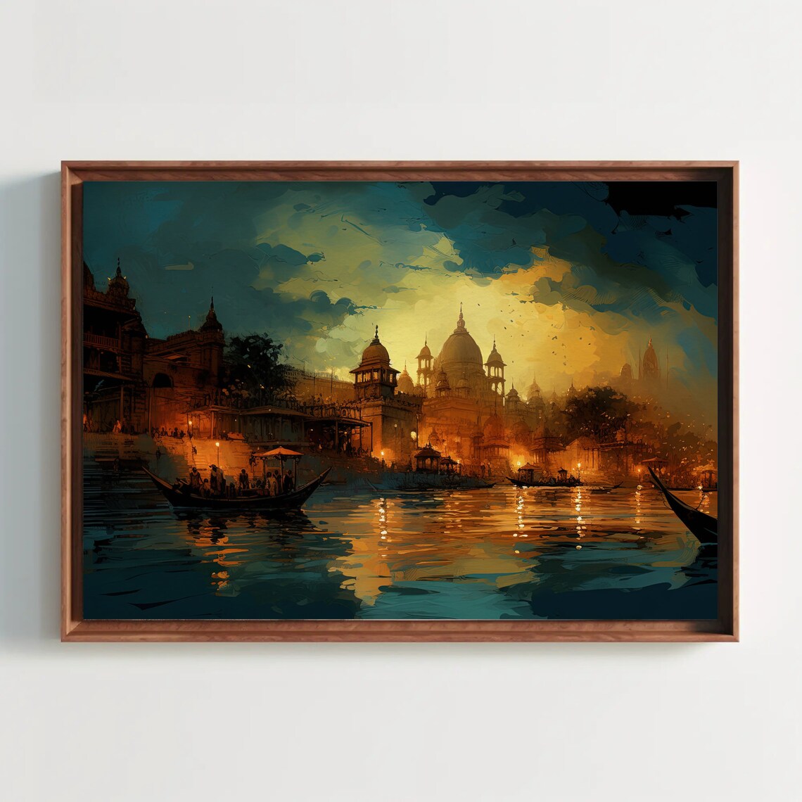 Ancient Indian City Night, South Asian Travel Poster