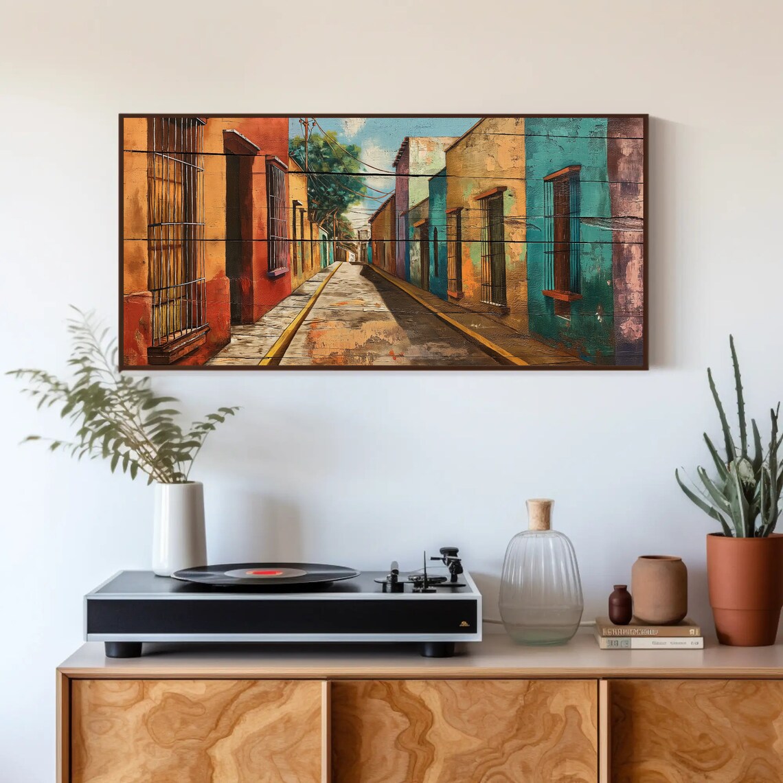 Mexican Street Painting, Wood Effect Art Print - Image 3