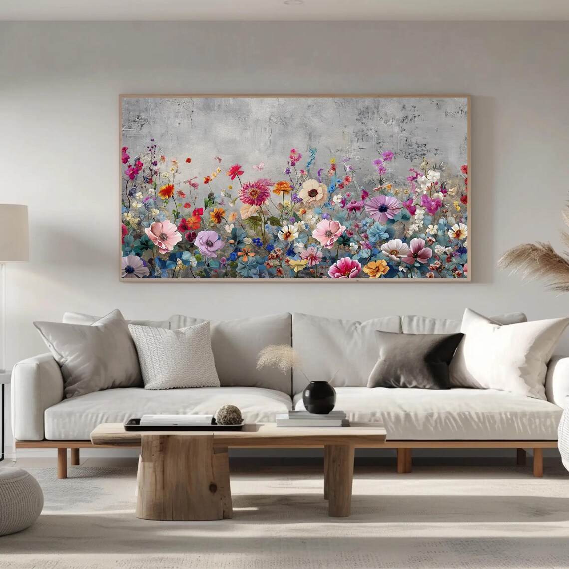 Wildflower Meadow Panoramic Colorful Blooming Garden Painting Poster - Image 3