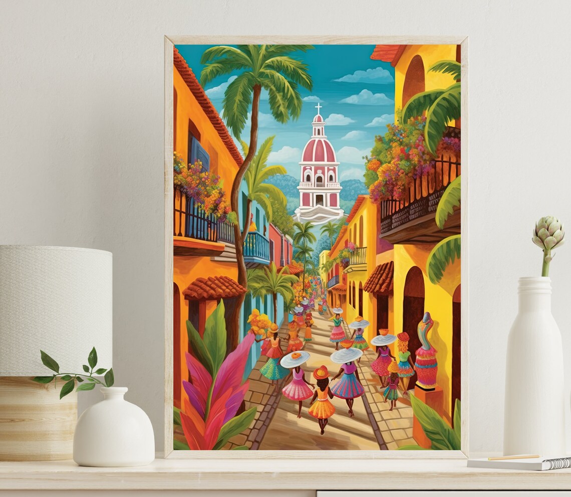 Colombia Art Print Caribbean Travel Poster Cartagena Wall Decor Colombian Art Colombia Gift Colombia Home Decor Wall Art
