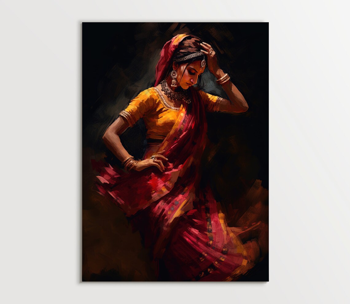 Indian Woman Folk Dance Art Print, Indian Wall Art - Image 5