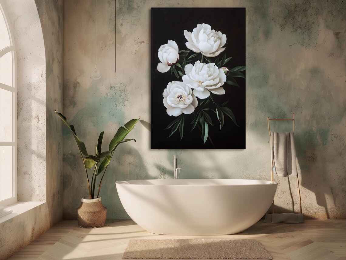 White Peonies, Elegant Floral Wall Art Print - Image 4