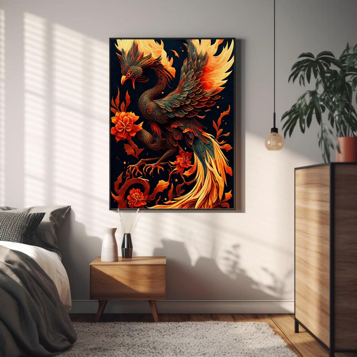 Chinese Phoenix Bird Art Print, Fantasy Wall Decor - Image 4
