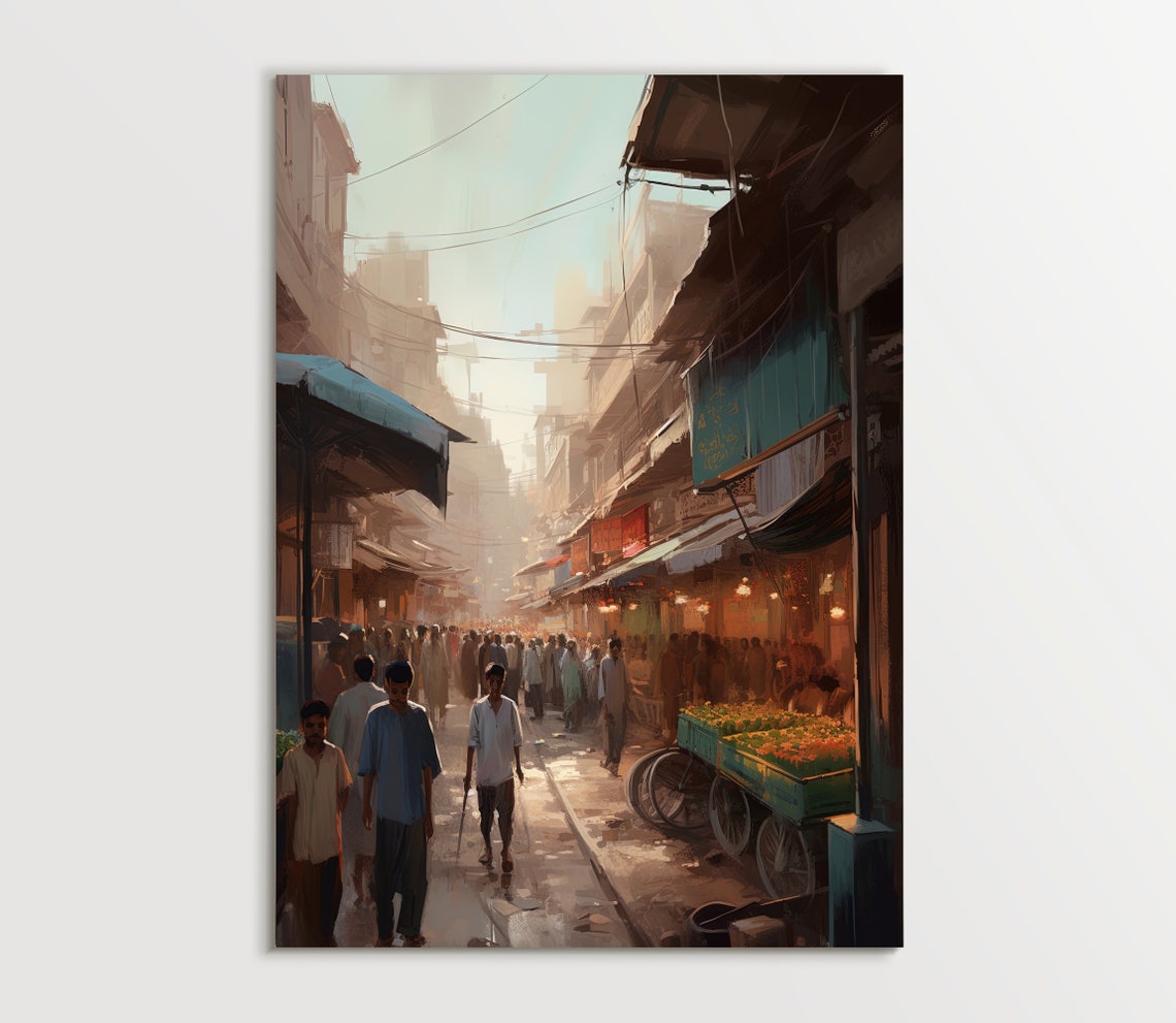 Chaotic Market Of Pakistan Scenery Art Lahore Painting Pakistan Wall Art Pakistani Decor Pakistani Painting Pakistani Home Decor - Image 5