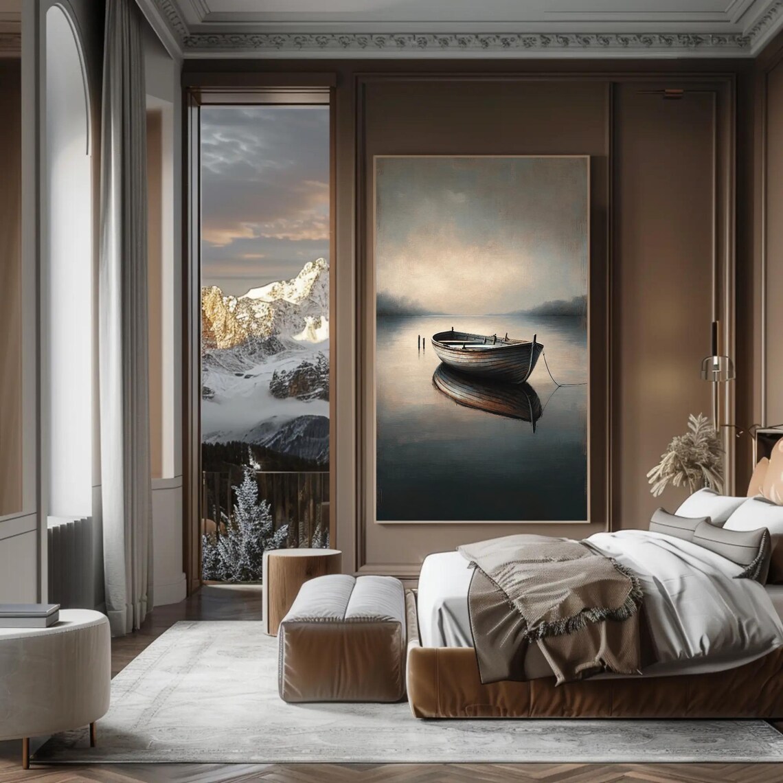 Boat Painting Nautical Art Print, Cabin Style Lake House Decor - Image 4