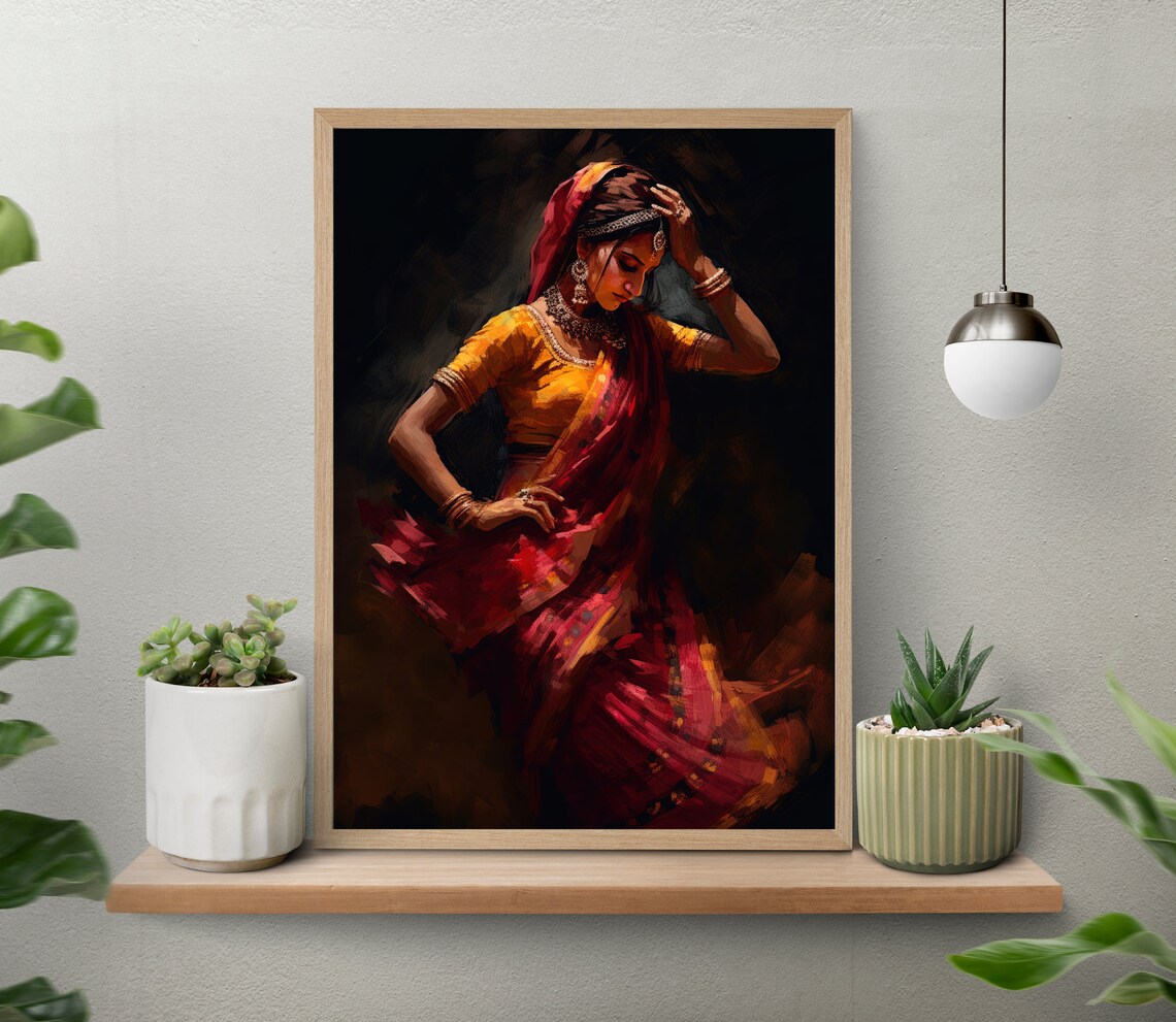 Indian Woman Folk Dance Art Print, Indian Wall Art - Image 4