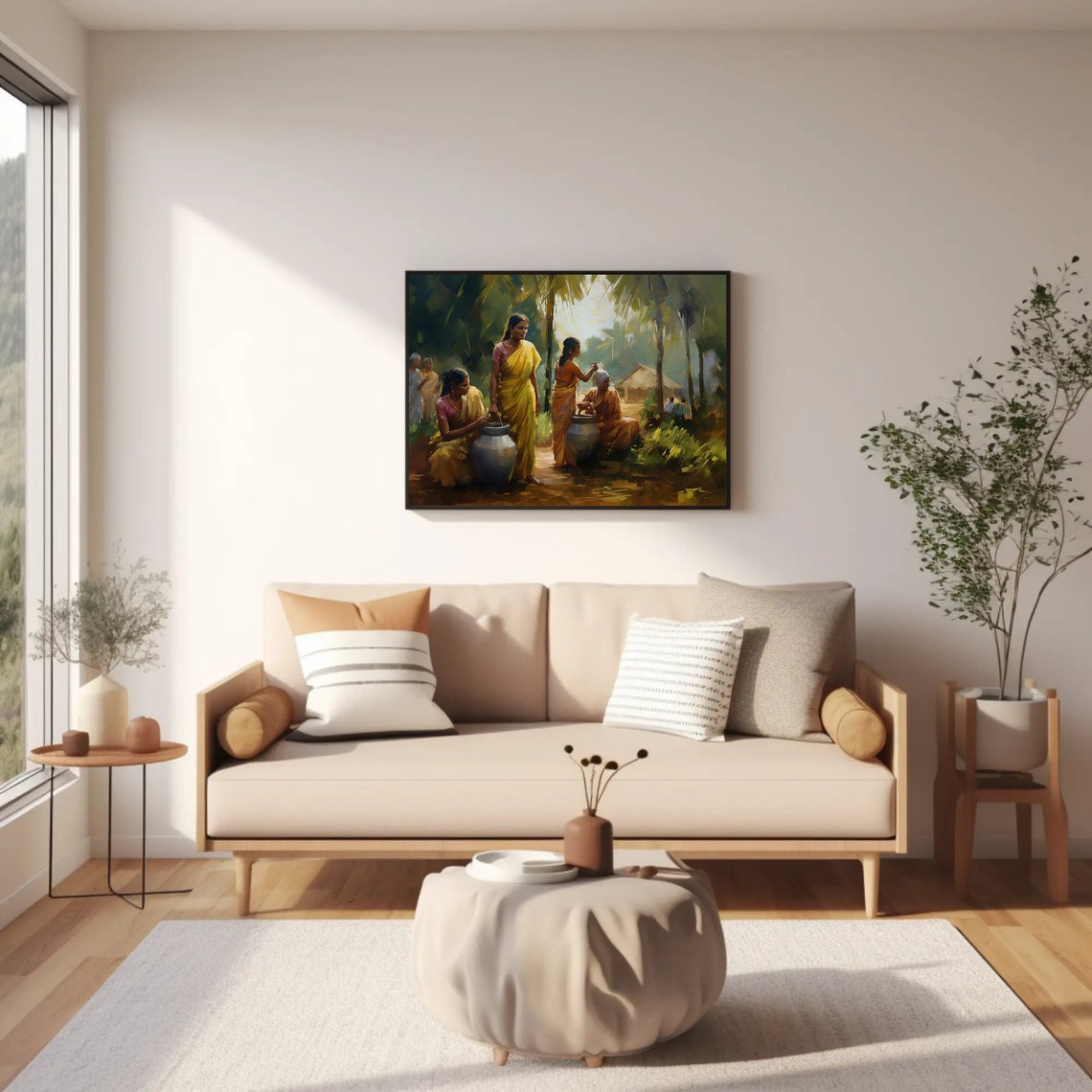 Group Of South Indian Women Art South Indian Painting South Indian Oil Painting South Indian Home Decor South Indian Wall Art - Image 3