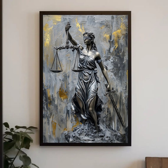 Lady Justice Painting Art Print, Legal Decor