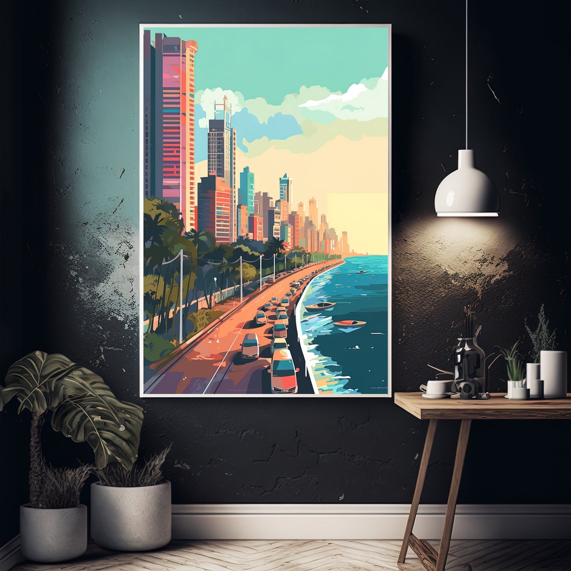 Mumbai Landscape Print Mumabi Painting Bombay Wall Art Indian Decor Indian Painting Mumbai Travel Poster India Art Indian Print - Image 5