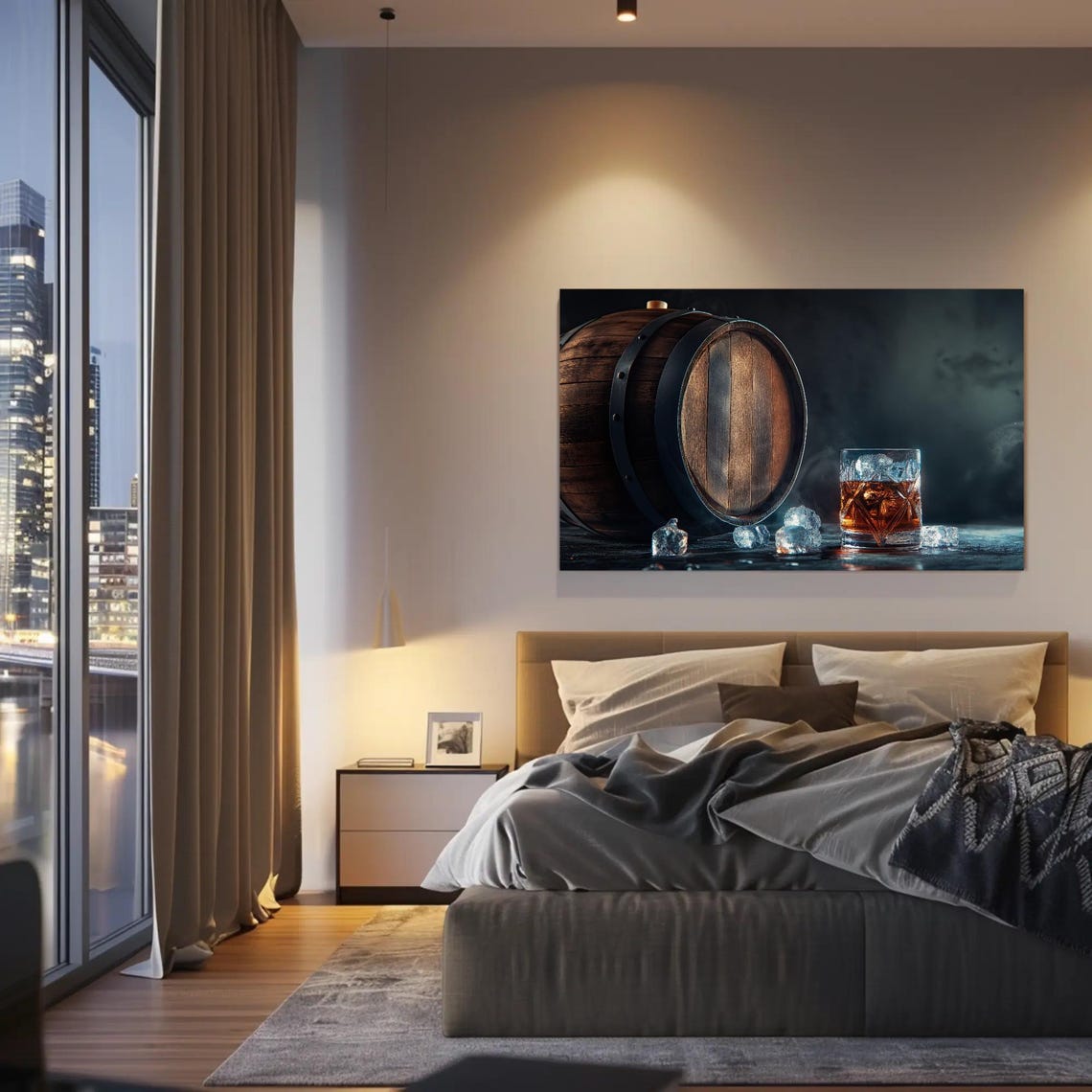 Whiskey Barrel with Crystal Glass Ice Dark Moody Bar Drink Poster - Image 5
