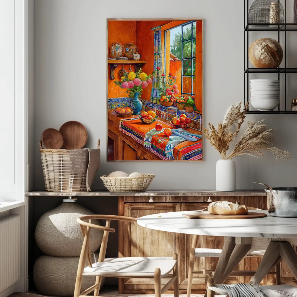 Vibrant Mexican Kitchen Interior With Blue Talavera Tiles Poster - Image 3