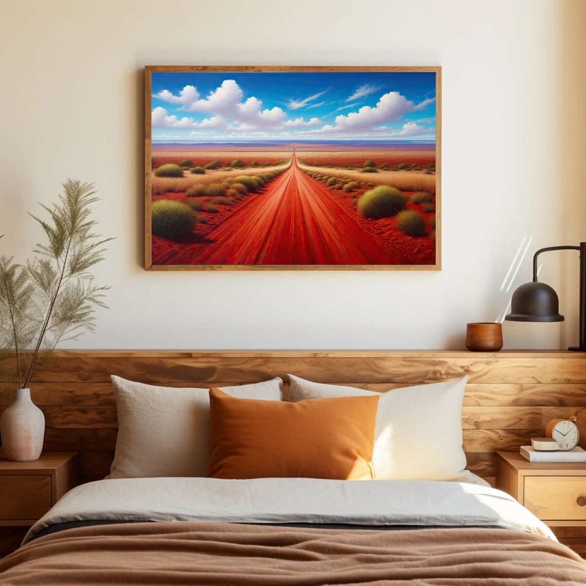 Long Red Dirt Road Crossing the Australian Outback Plains Poster - Image 4