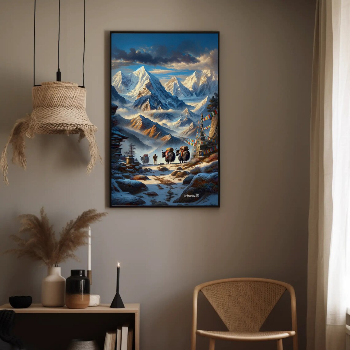 Himalayan Expedition With Yaks, Nepal Painting Art Print - Image 2