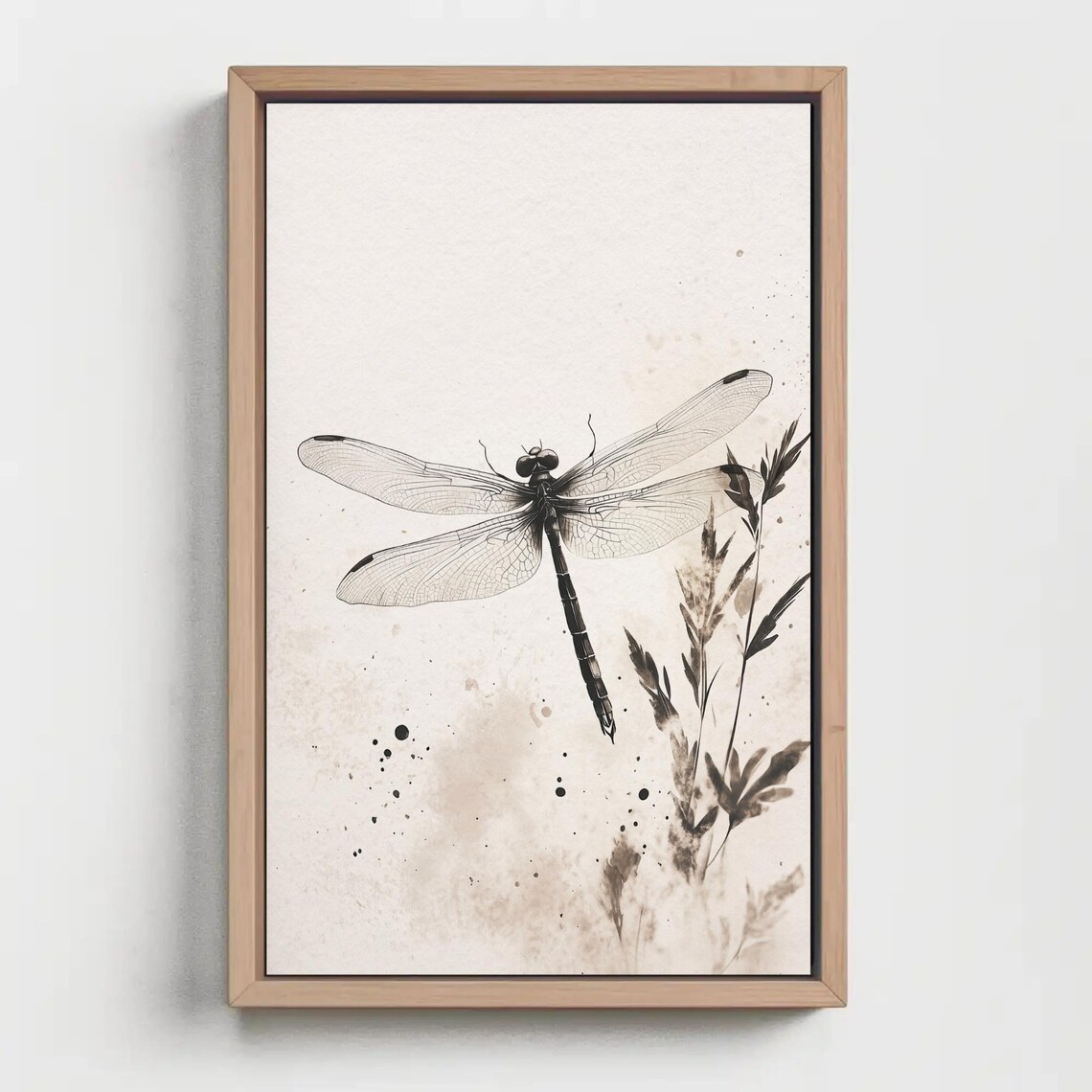Delicate Watercolor Dragonfly Botanical Minimalist Art Poster - Image 5