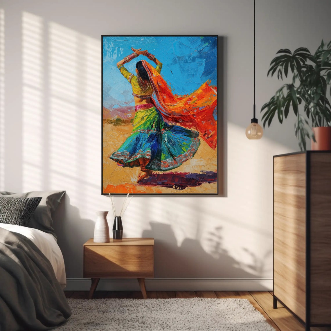 Indian Folk Dancer Twirling Colorful Traditional Dress Poster - Image 4