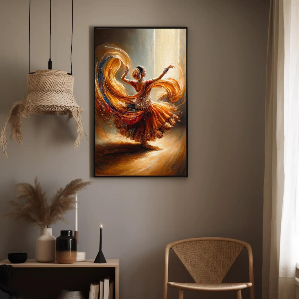 Indian Women Dancing Back View, Cultural Art Print - Image 5