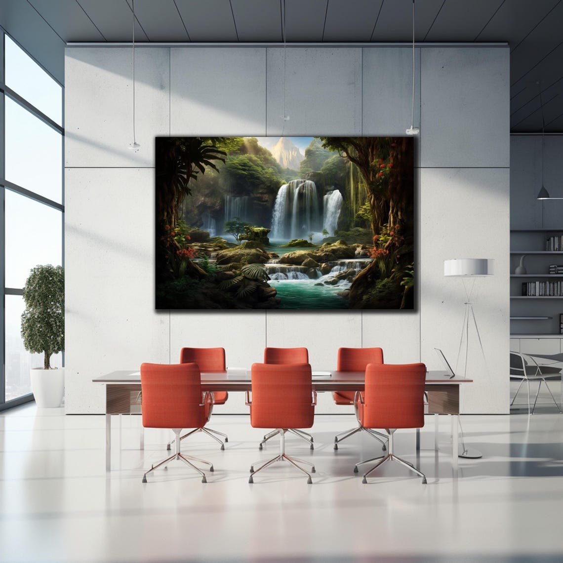 Tropical Waterfall Jungle Mountain Peak Paradise Nature Wall Poster - Image 2