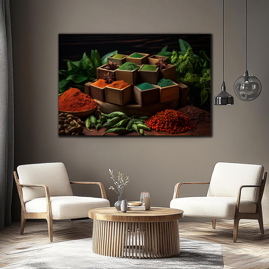 Herbs Spices Kitchen Splashback, Botanical Kitchen Decor - Image 3