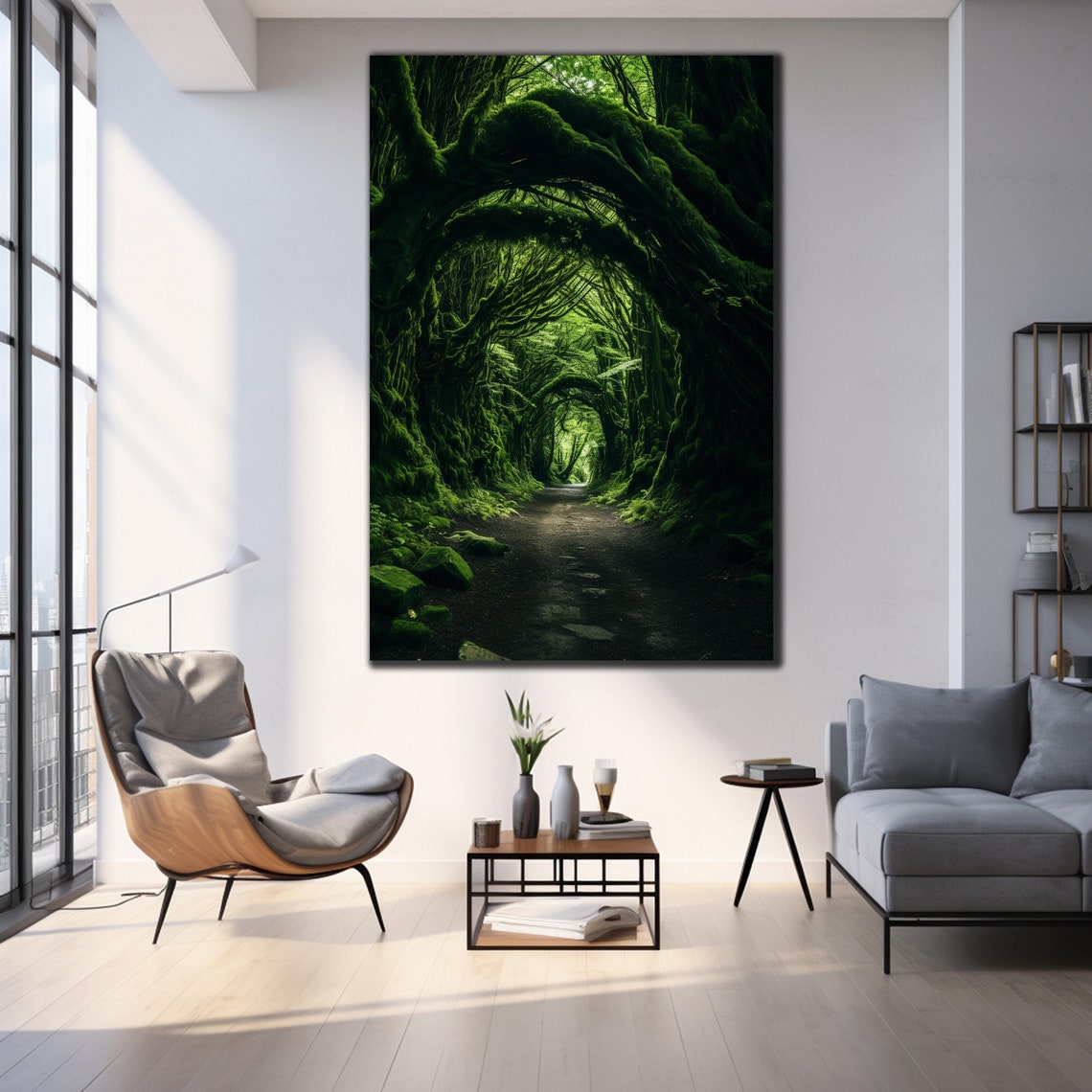 Moss Covered Ancient Tree Arch Forest Pathway Nature Wall Art Poster - Image 3