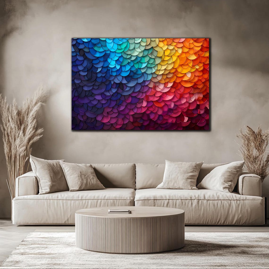 Rainbow Fish Scale Mosaic Abstract Gradient Colorful Modern Poster - Image 4