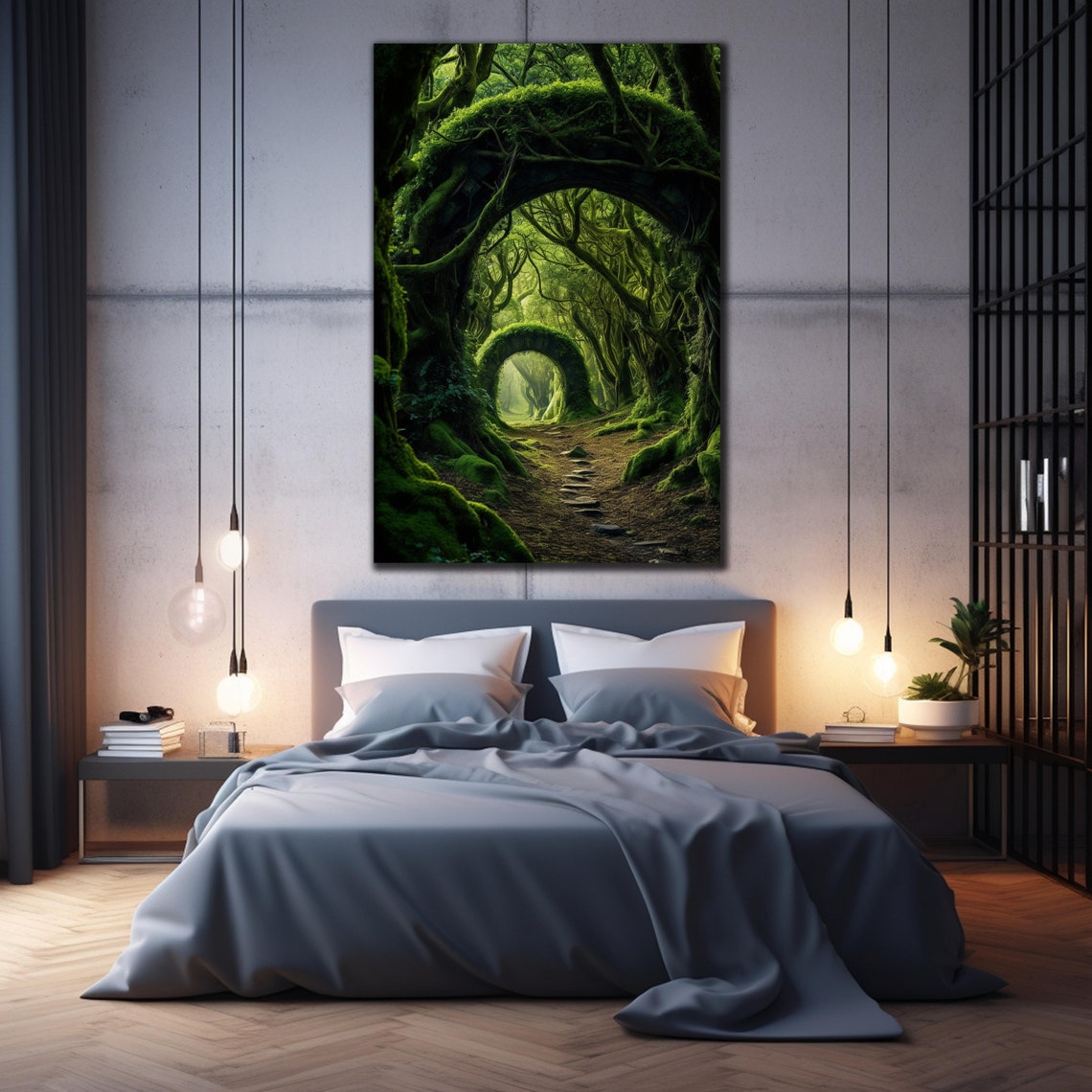 Enchanted Mossy Forest Archway Tunnel Lush Green Path Nature Poster - Image 2