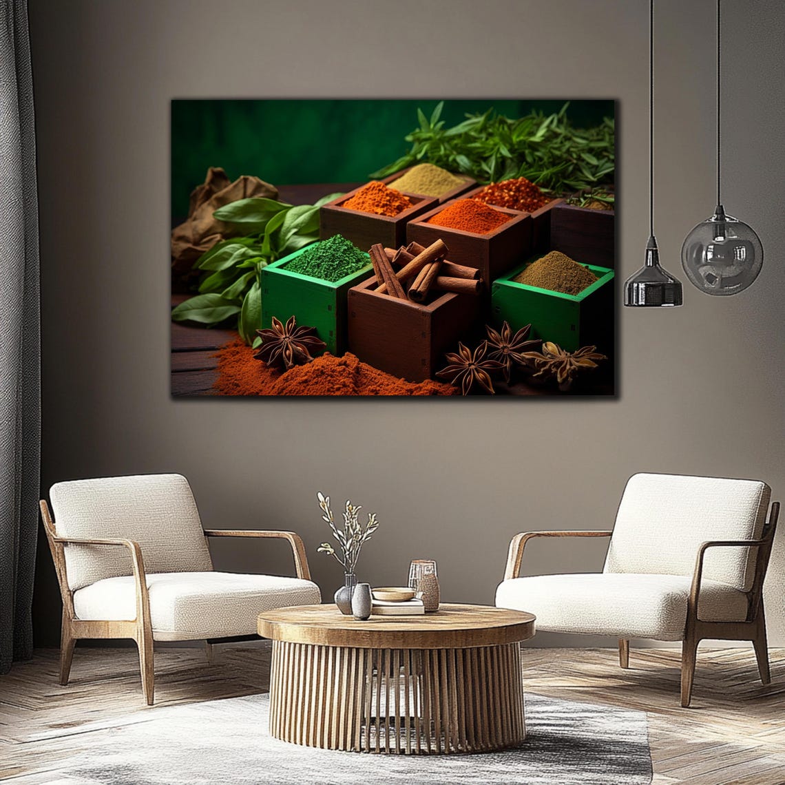 Colorful Spices Cinnamon Star Anise Wooden Box Kitchen Wall Art Poster - Image 3