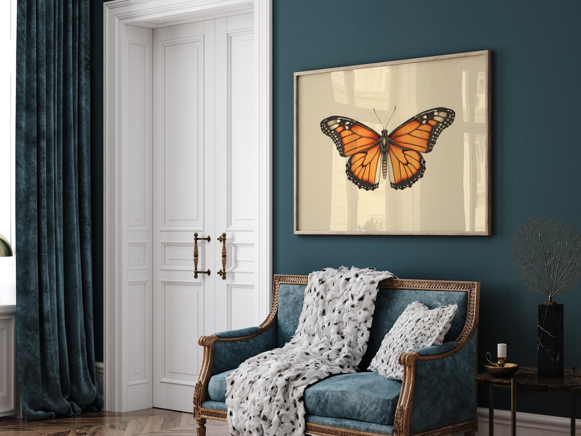 Monarch Butterfly Vintage Botanical Illustration Farmhouse Art Print - Image 3