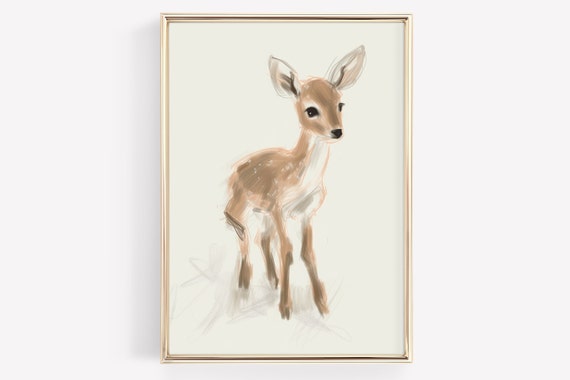 Watercolor Fawn Vintage Nursery Print Nursery Wall Decor Nursery Art Vintage Art Deer Wall Art