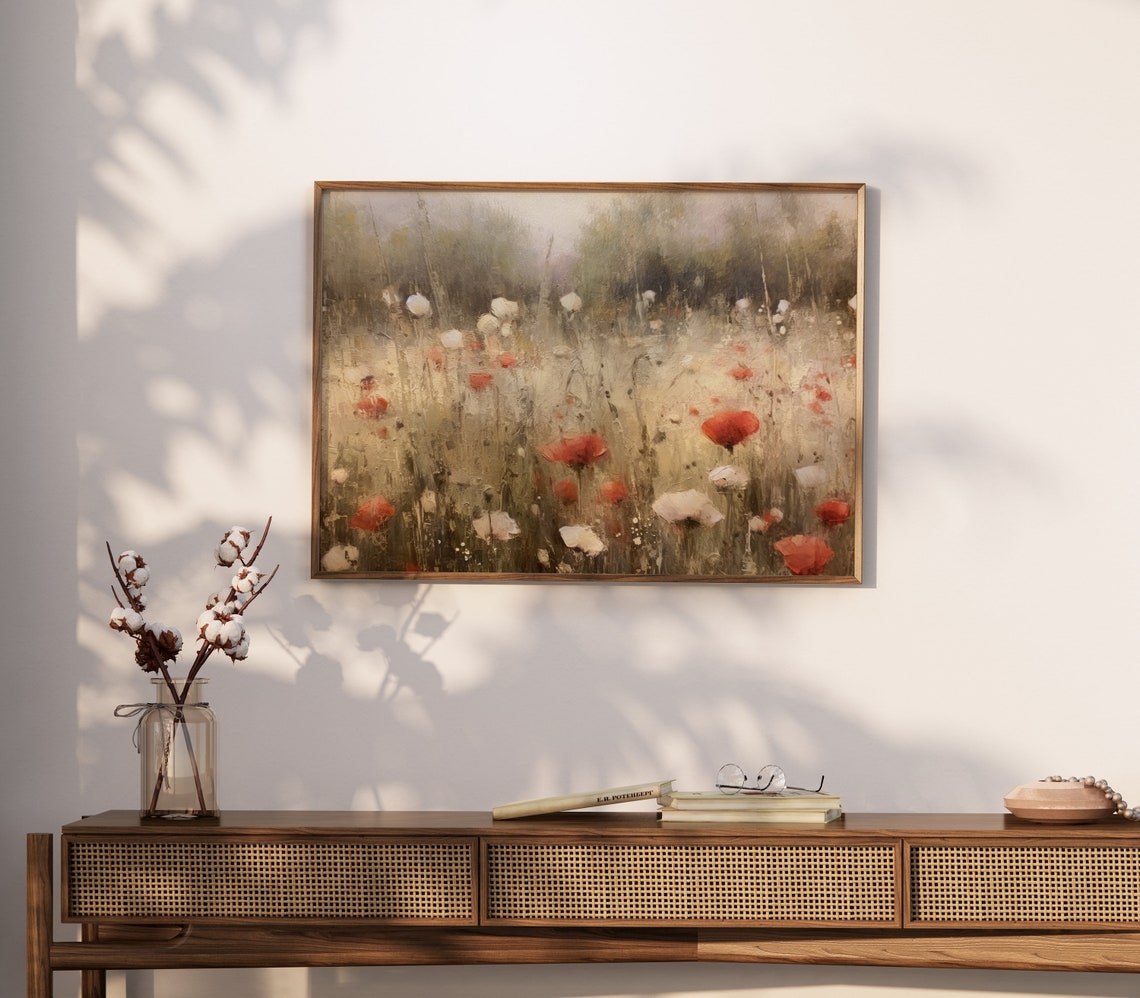 Impressionist Red Poppy Field Vintage Oil Painting Style Poster - Image 3