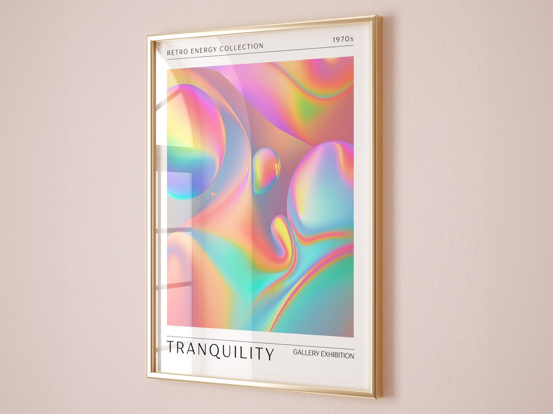 Tranquility Holographic Gradient Retro Energy 1970s Gallery Art Poster - Image 2