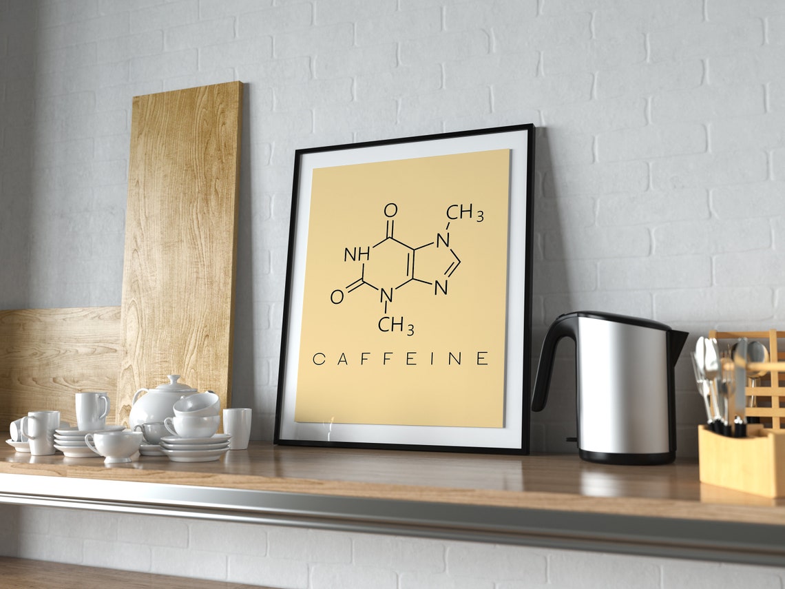 Caffeine Molecule Minimalist Chemistry Cream Science Wall Art - Image 4