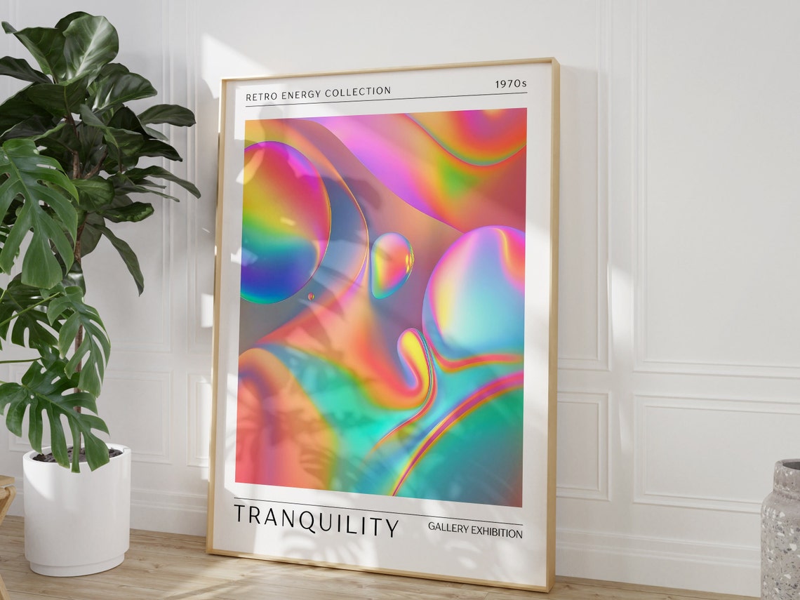 Tranquility Holographic Gradient Retro Energy 1970s Gallery Art Poster - Image 3